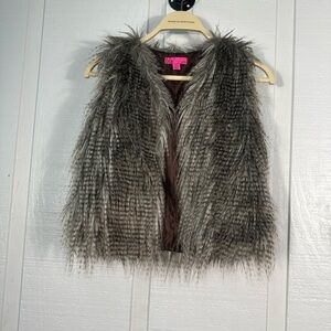 T/O Girls Faux Fur Vest Size 7/8 EUC